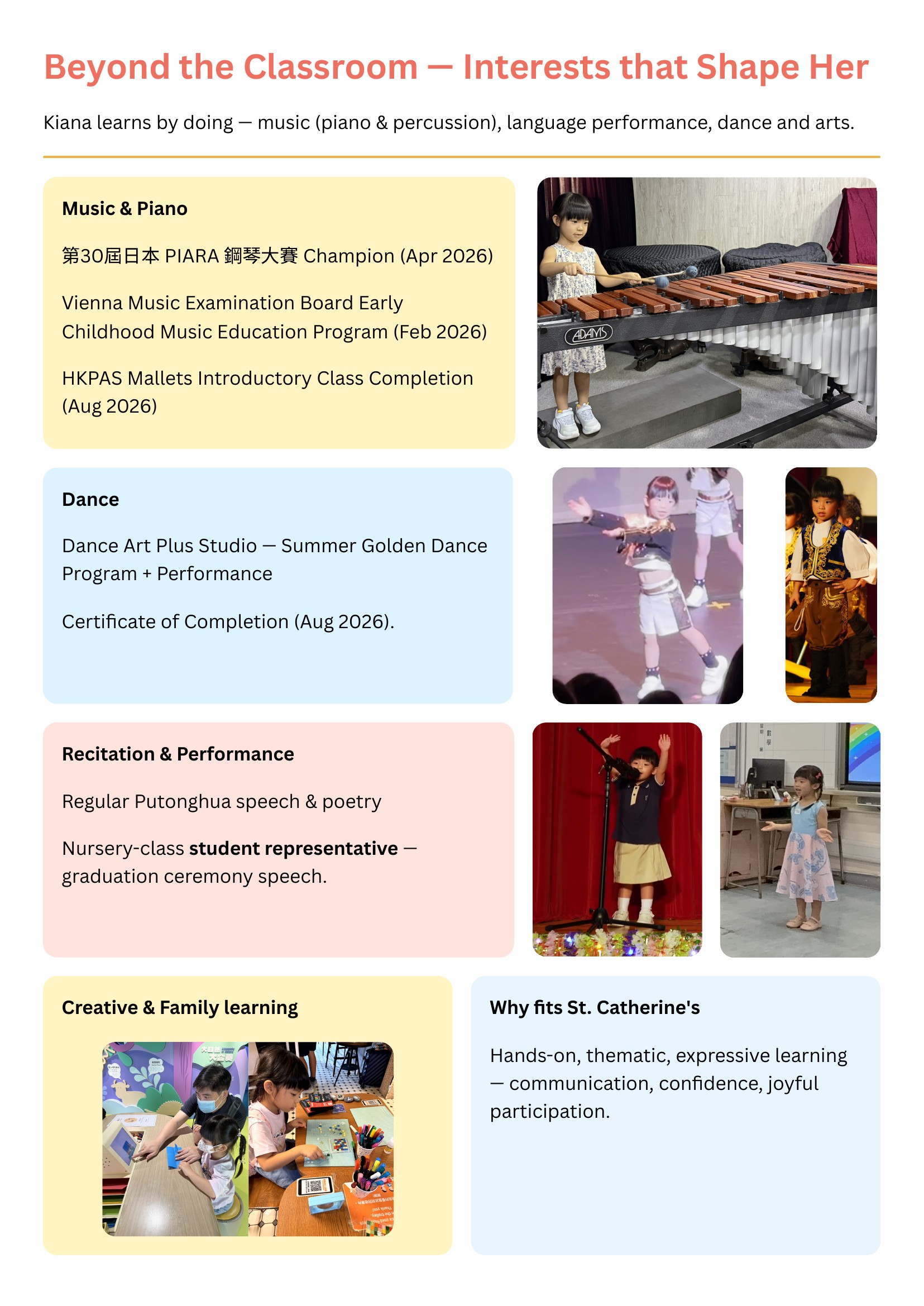 Portfolio page 4 — Extra-curricular activities