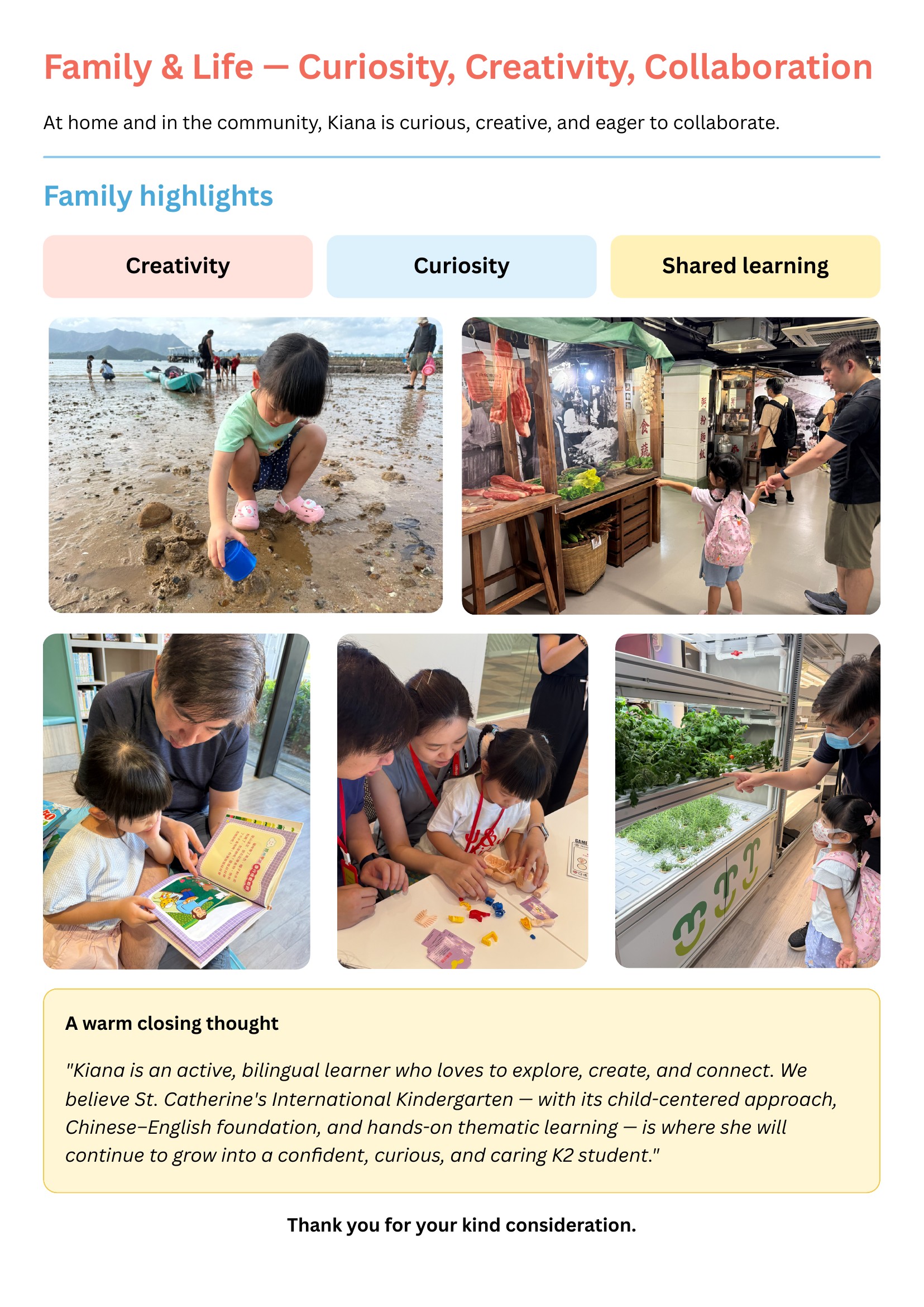 Portfolio page 6 — Family and life